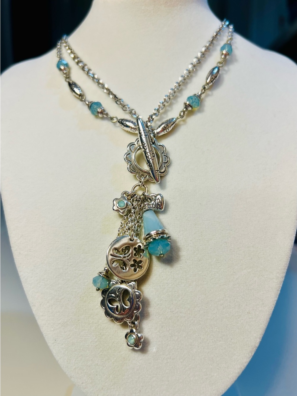 Rare—Brighton Glass Wings Butterfly Toggle Charm Necklace *retired piece